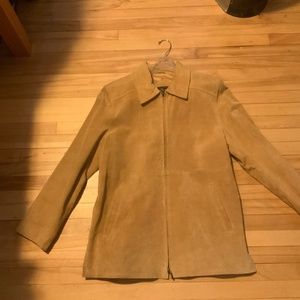 Terry Lewis Lux- SUEDE- CAMEL/ZIPPER/COLLAR JACKET -NWT